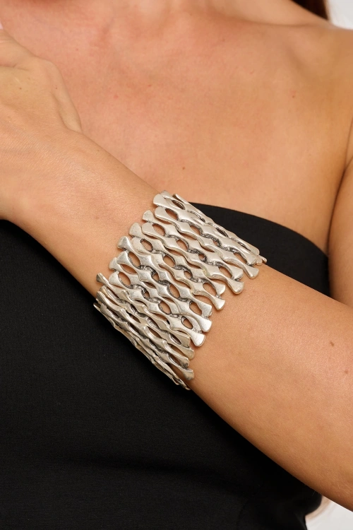 Kiraz Elastic Silver Plated Bracelet