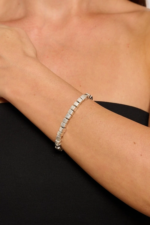 Kiraz Elastic Silver Plated Bracelet