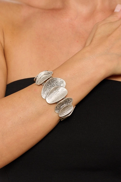 Kiraz Elastic Silver Plated Bracelet
