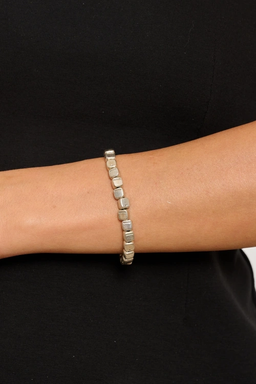 Kiraz Elastic Silver Plated Bracelet