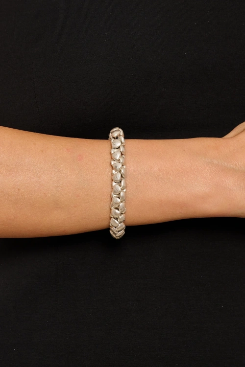 Kiraz Elastic Silver Plated Bracelet
