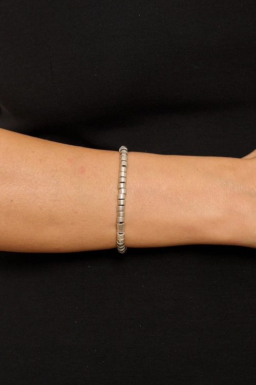 Kiraz Elastic Silver Plated Bracelet