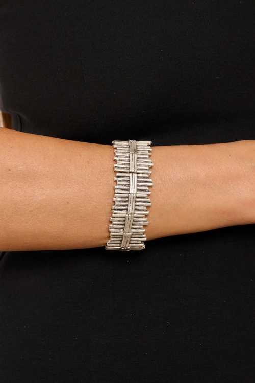 Kiraz Elastic Silver Plated Bracelet