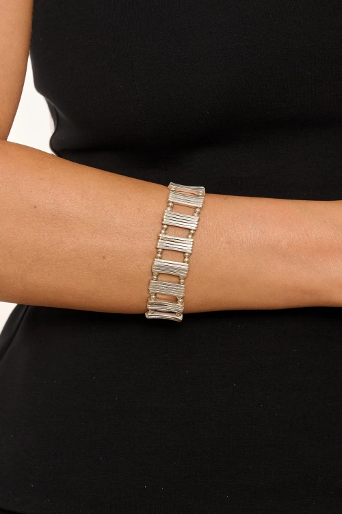 Kiraz Elastic Silver Plated Bracelet