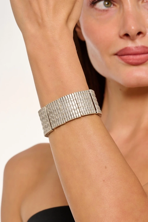 Kiraz Elastic Silver Plated Bracelet