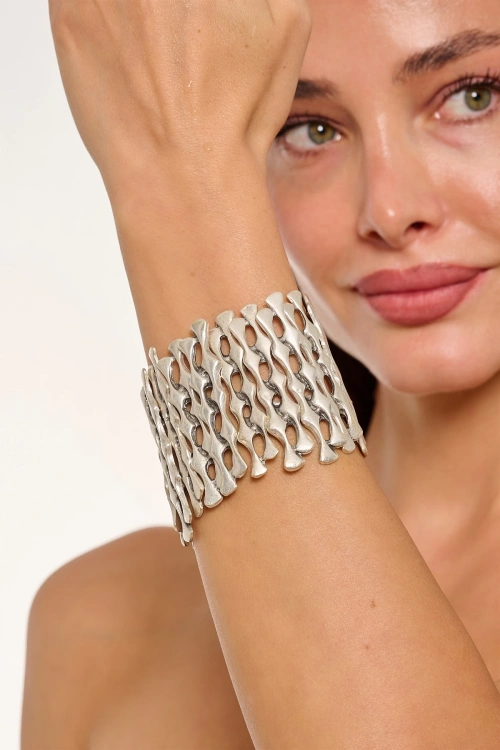 Kiraz Elastic Silver Plated Bracelet