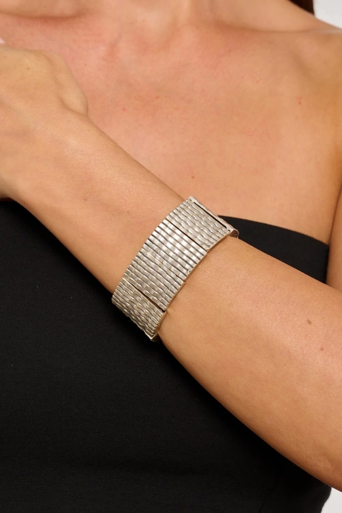 Kiraz Elastic Silver Plated Bracelet