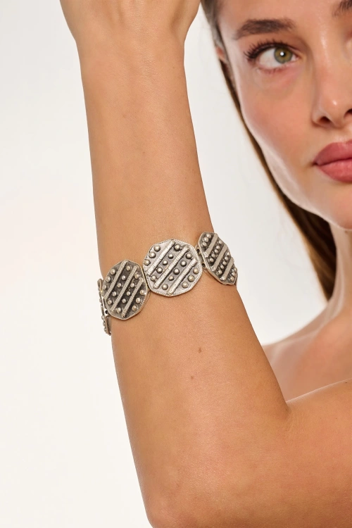 Kiraz Elastic Silver Plated Bracelet