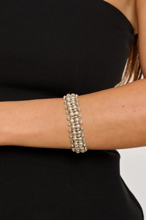 Kiraz Elastic Silver Plated Bracelet
