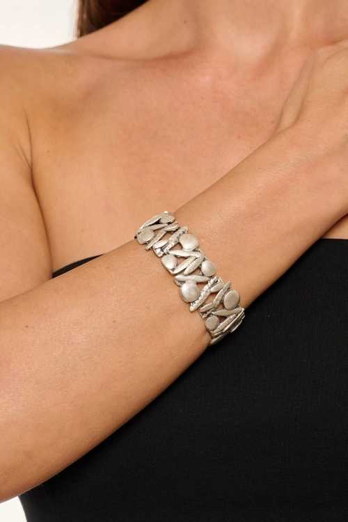 Kiraz Elastic Silver Plated Bracelet