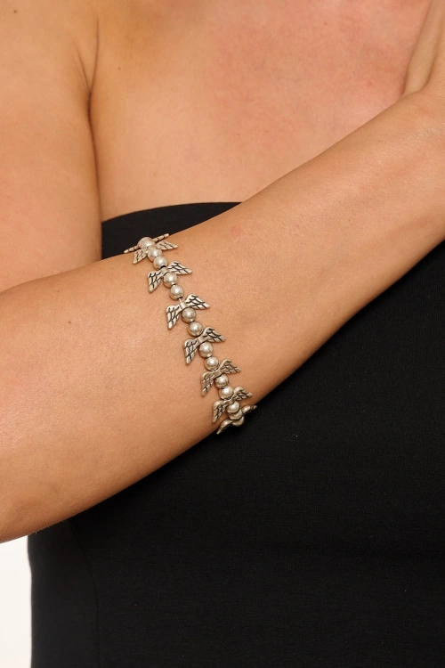 Kiraz Elastic Silver Plated Bracelet