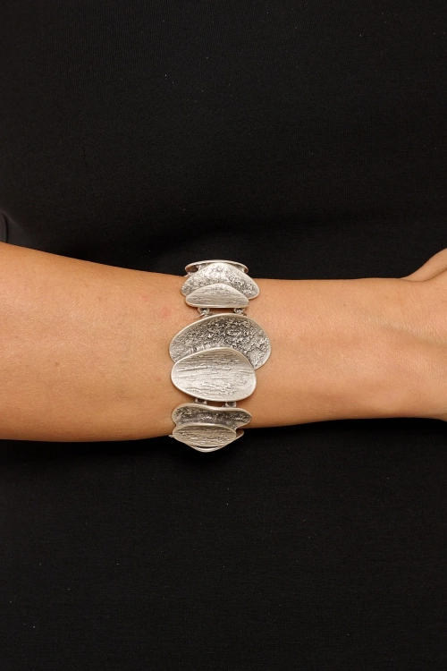 Kiraz Elastic Silver Plated Bracelet