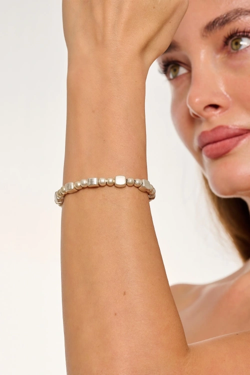 Kiraz Elastic Silver Plated Bracelet