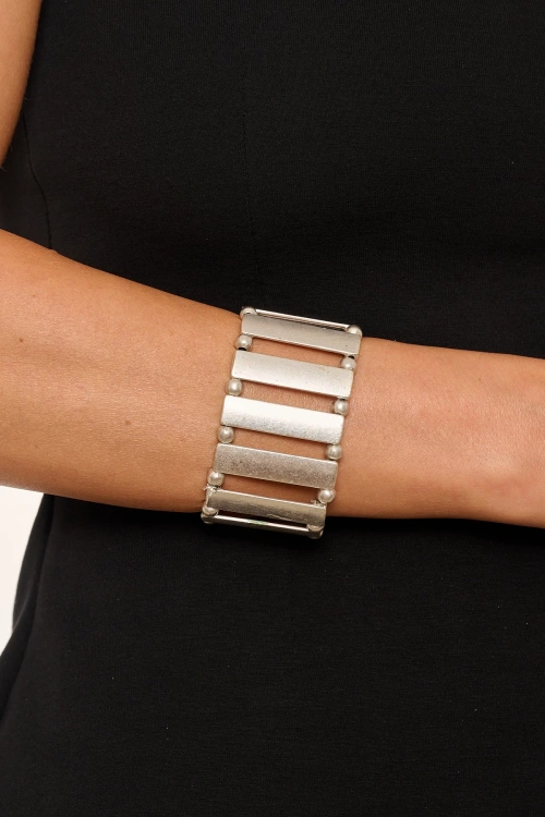 Kiraz Elastic Silver Plated Bracelet
