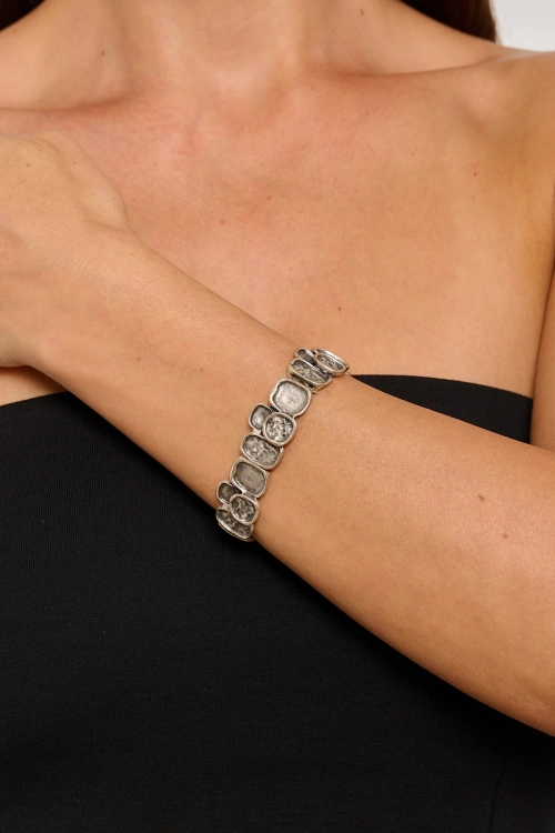 Kiraz Elastic Silver Plated Bracelet