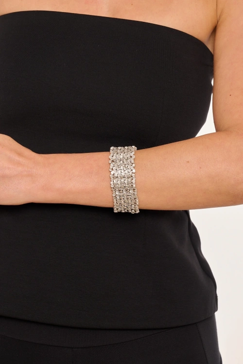 Kiraz Elastic Silver Plated Bracelet