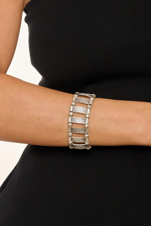 Kiraz Elastic Silver Plated Bracelet