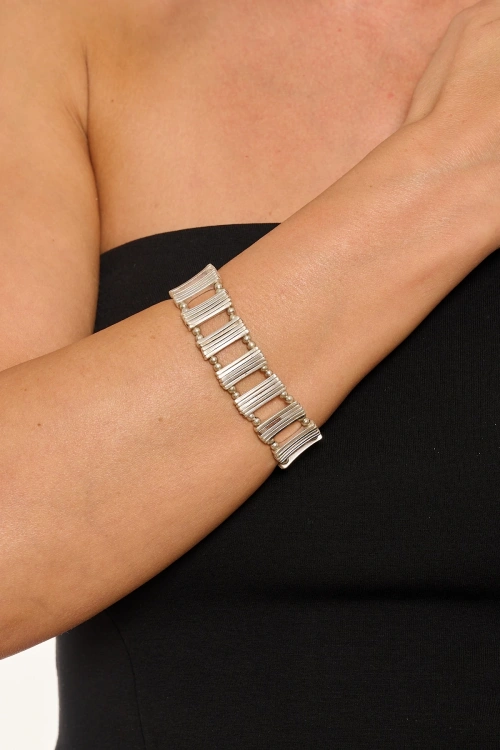 Kiraz Elastic Silver Plated Bracelet