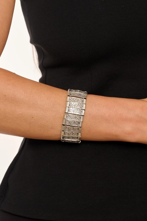Kiraz Elastic Silver Plated Bracelet