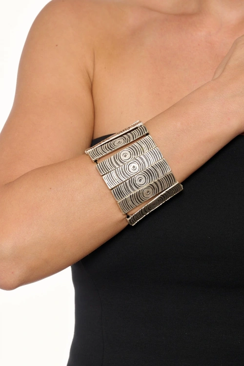 Kiraz Elastic Silver Plated Bracelet