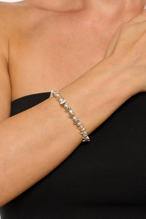 Kiraz Elastic Silver Plated Bracelet