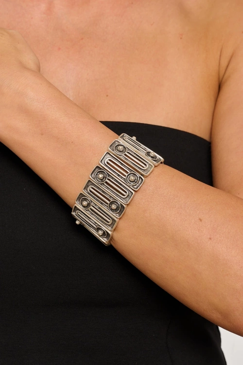 Kiraz Elastic Silver Plated Bracelet