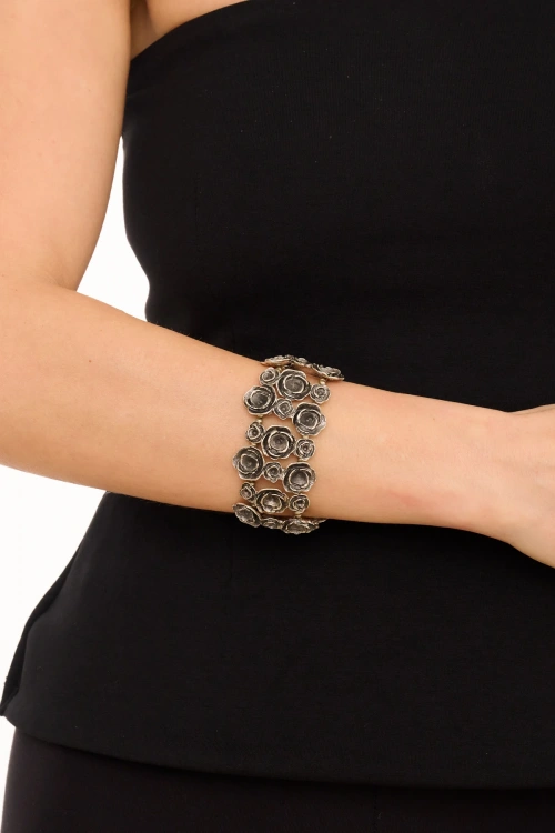 Kiraz Elastic Silver Plated Bracelet