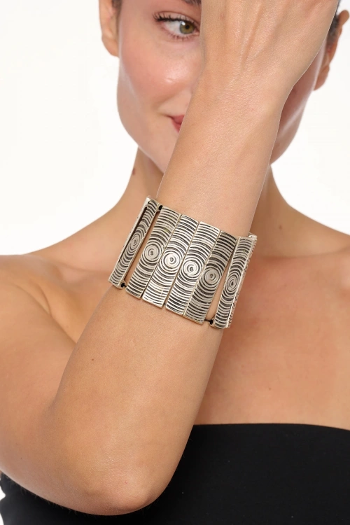 Kiraz Elastic Silver Plated Bracelet