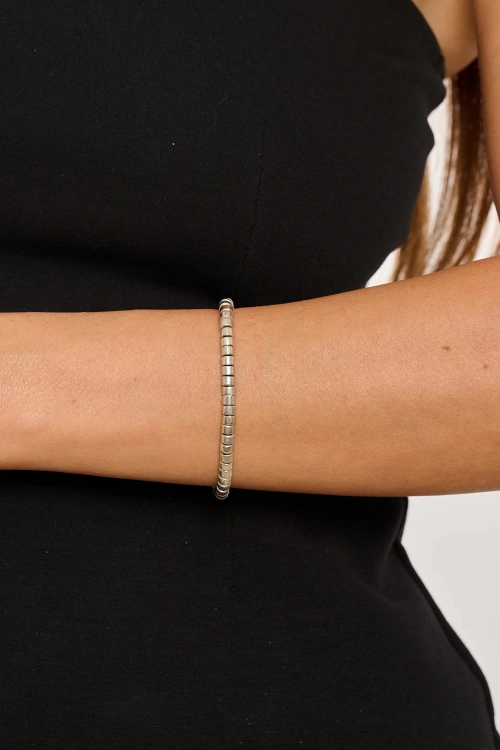 Kiraz Elastic Silver Plated Bracelet