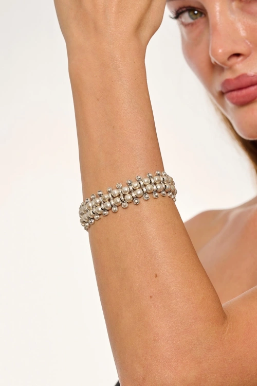 Kiraz Elastic Silver Plated Bracelet