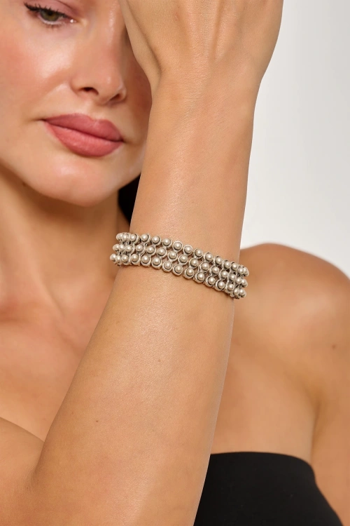 Kiraz Elastic Silver Plated Bracelet
