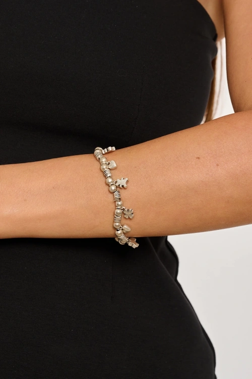 Kiraz Elastic Silver Plated Bracelet
