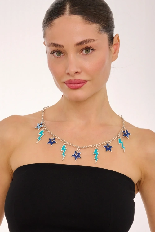 Kiraz Enameled Silver Plated Necklace