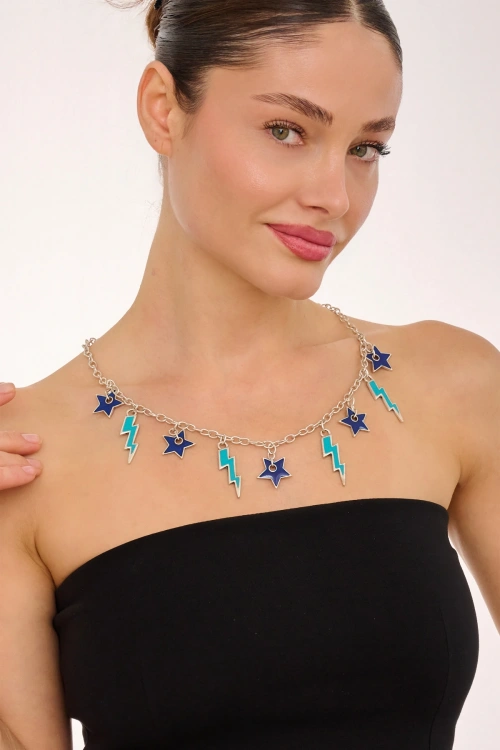 Kiraz Enameled Silver Plated Necklace