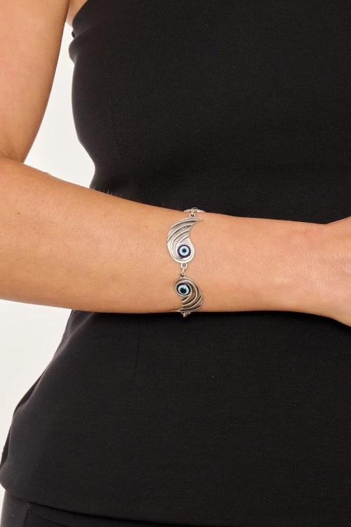 Kiraz Evil Eye Stoned Silver Plated Bracelet