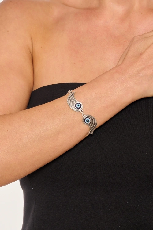 Kiraz Evil Eye Stoned Silver Plated Bracelet