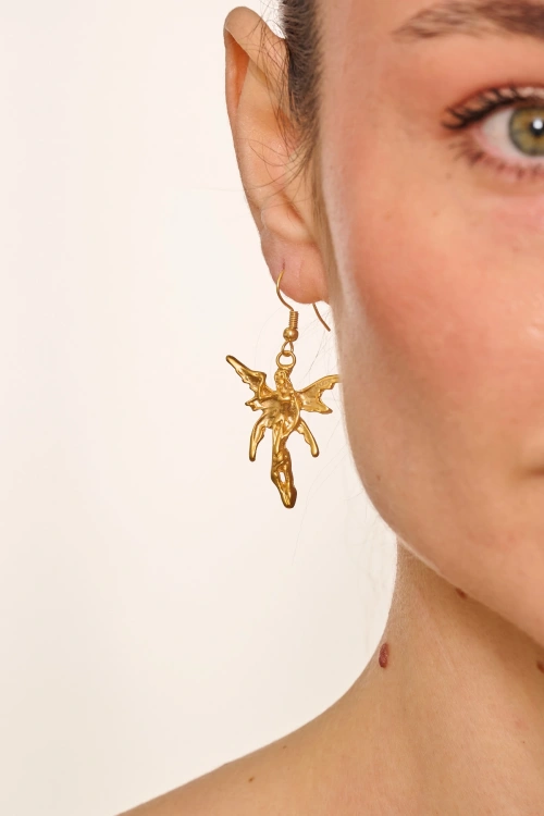 Kiraz Gold Plated Angel Earring