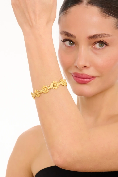 Kiraz Flower Gold Plated Bracelet