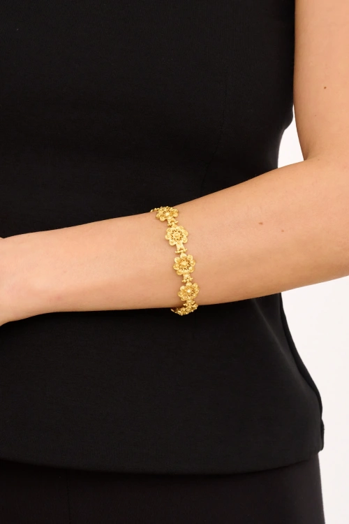 Kiraz Flower Gold Plated Bracelet