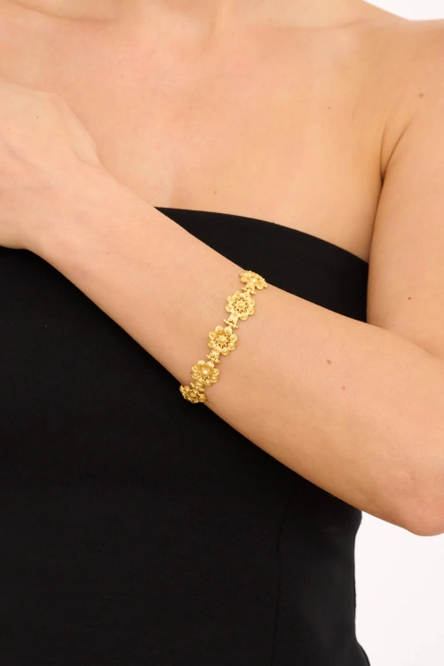 Kiraz Flower Gold Plated Bracelet