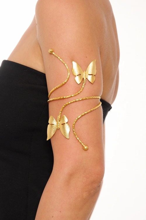 Kiraz Gold Plated Butterfly Arm Cuff