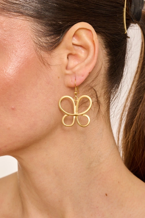 Kiraz Gold Plated Butterfly Earring