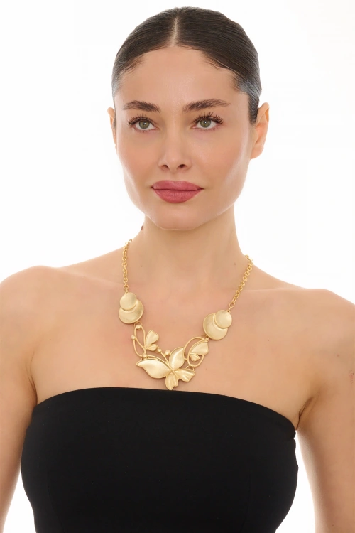 Kiraz Gold Plated Butterfly Necklace