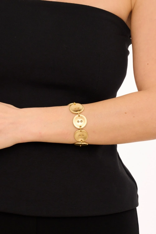Kiraz Gold Plated Button Bracelet