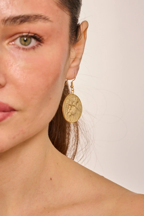 Kiraz Gold Plated Cat Earring