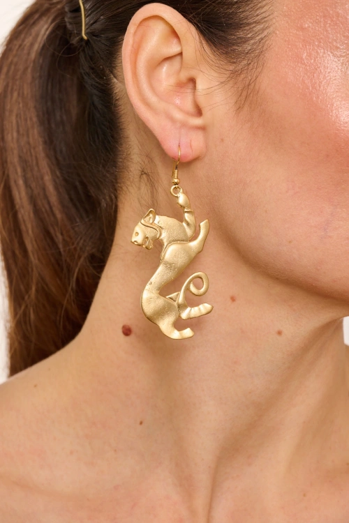 Kiraz Gold Plated Dog Earring
