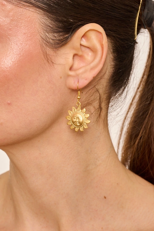 Kiraz Gold Plated Sun Earring