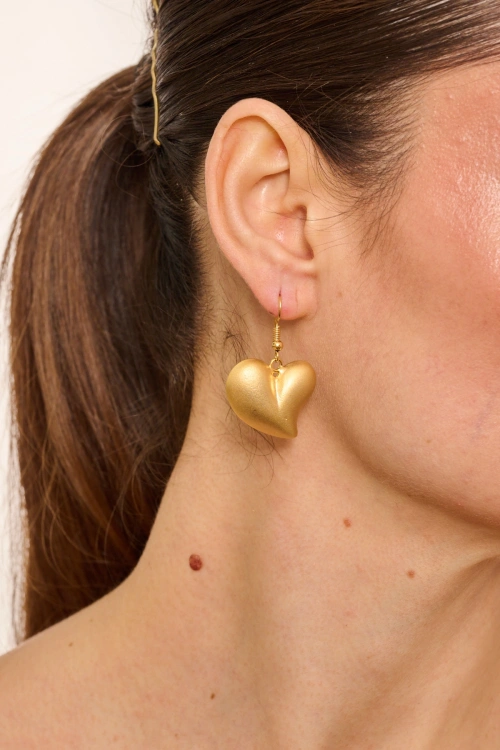 Kiraz Gold Plated Heart Earring