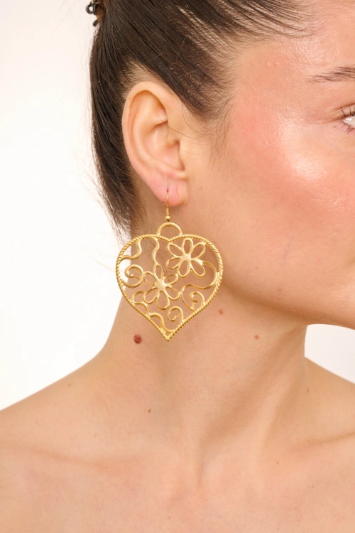 Kiraz Gold Plated Heart Earring