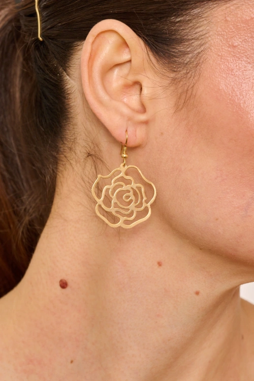Kiraz Gold Plated Rose Earring